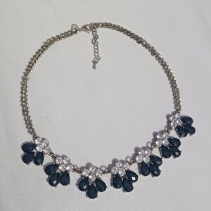 Charming Charlie silver deep blue with clear rhinestones